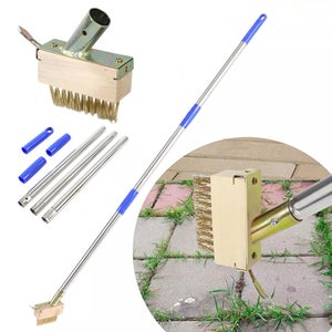 Brosse à Mauvaises Herbes Extensible 160cm - Outil 2 En 1 Pour Terrasse, Pavés Et Allées