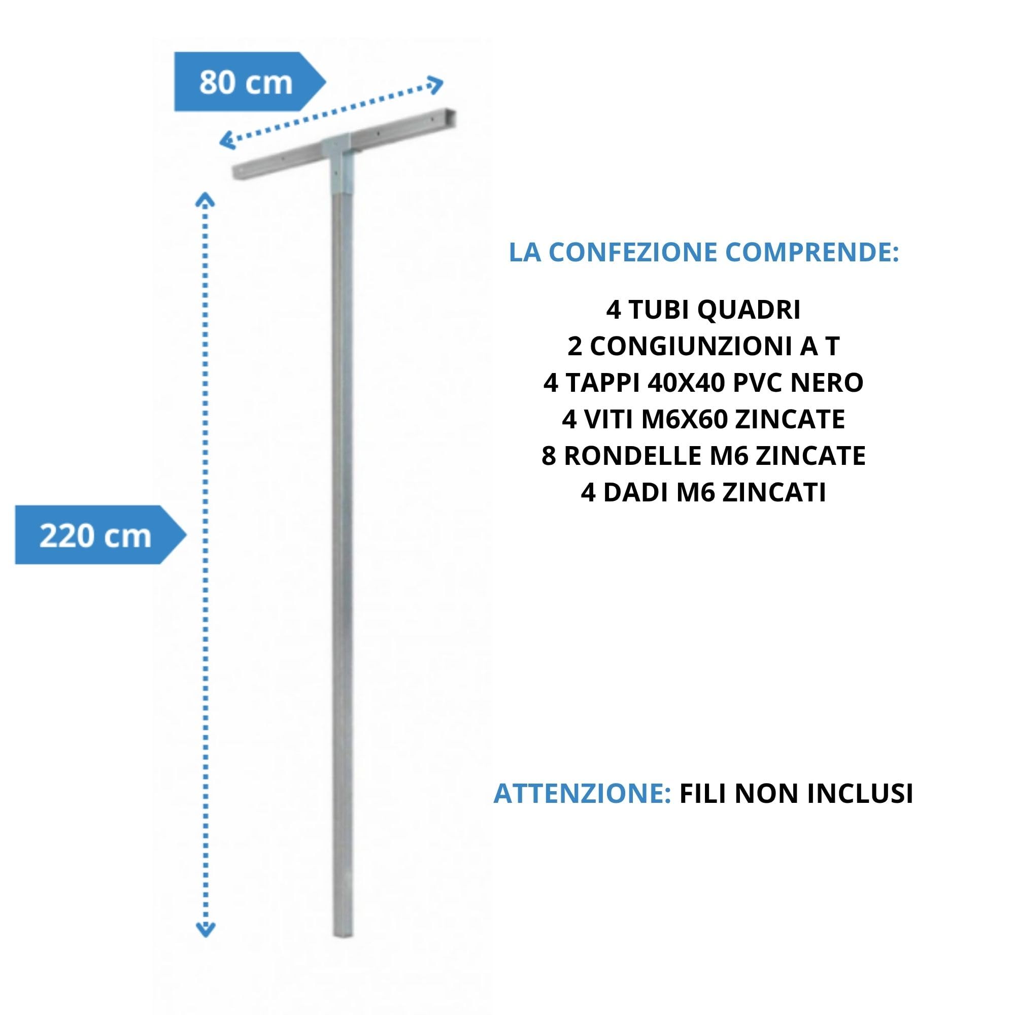 Étendoir à linge d'extérieur amovible Andrys, argenté, hauteur 220 cm (corde non incluse) - 4
