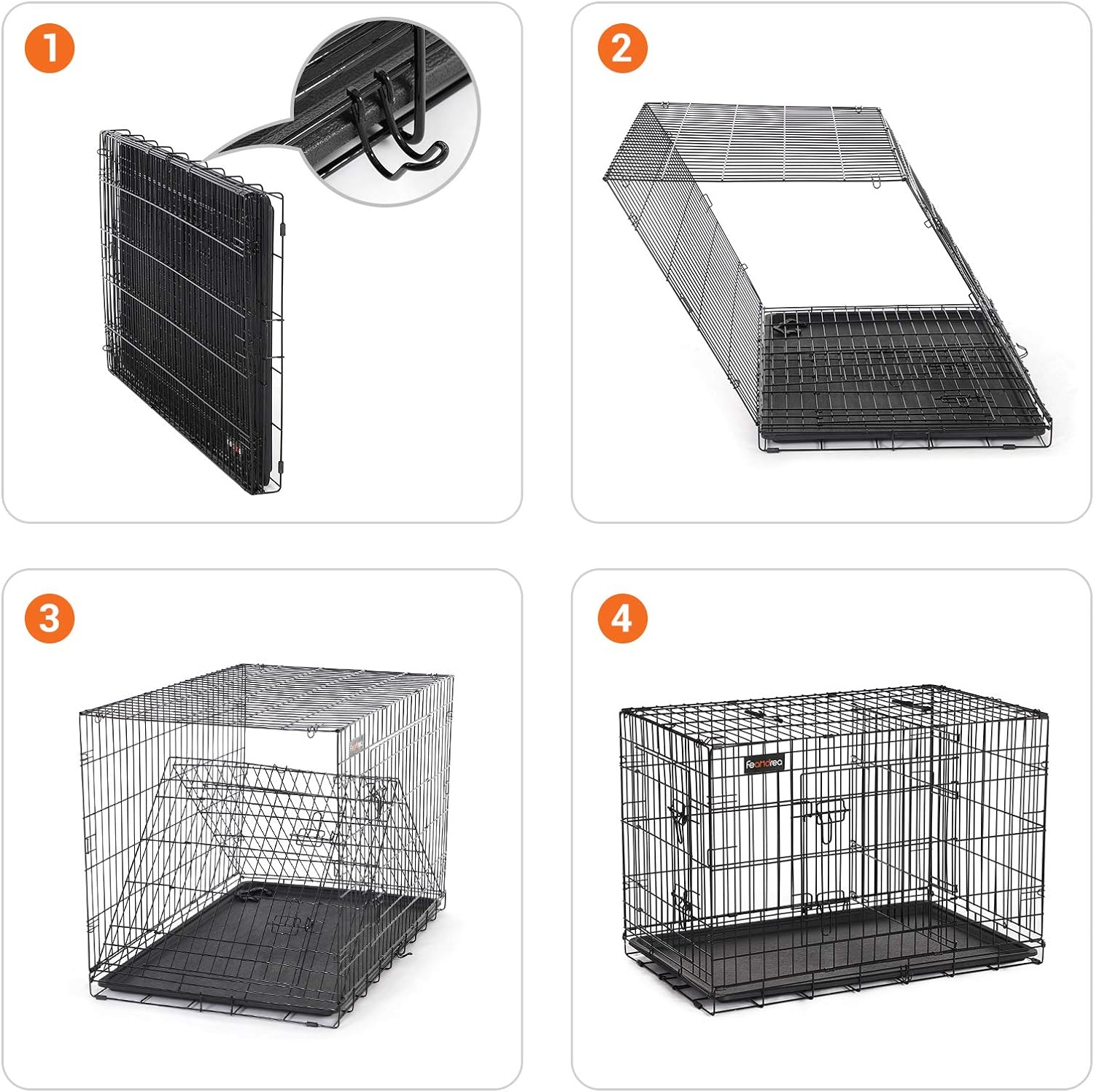 Cage pour Chien, avec 2 Portes, 92,5 x 57,5 x 64 cm, Noir - 4
