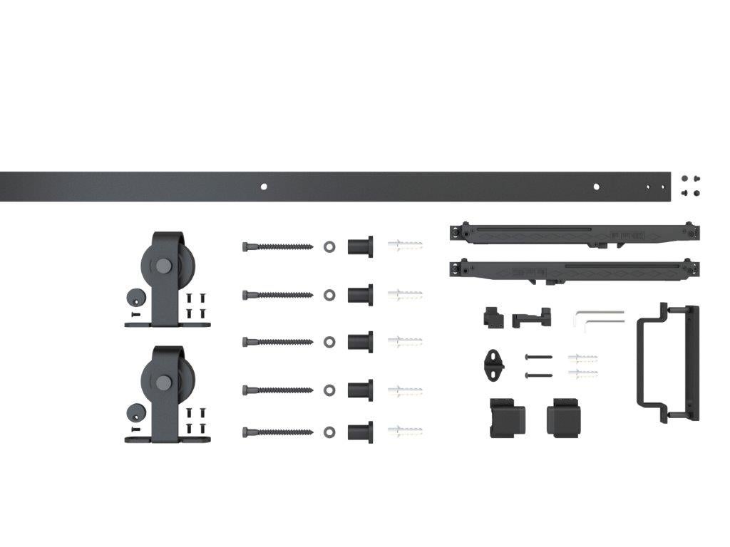 Kit porte coulissante en bois Grange oak acier MDF + rail H.206 x l.77 cm, SCHULTE, double amortisseur, porte coulissante intérieure en bois, blanc - 7