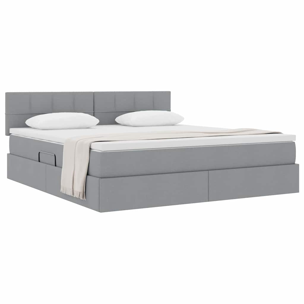 Lit avec rangement et matelas, en velours gris clair, pour la chambre, 160 × 200 cm - 3