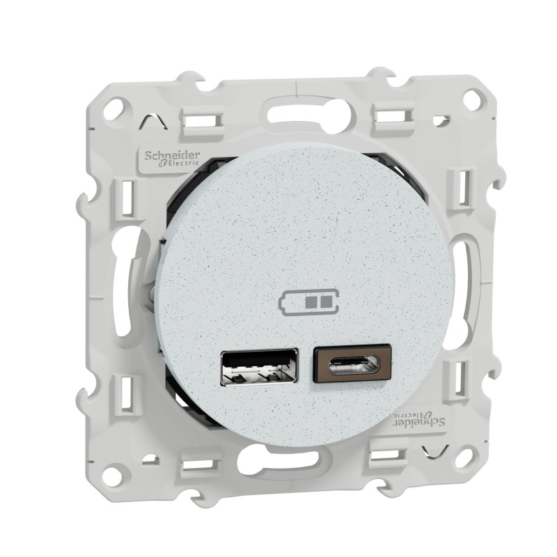 Odace prise USB double type A+C Blanc 5 Vcc 2,4A SCHNEIDER S520401
