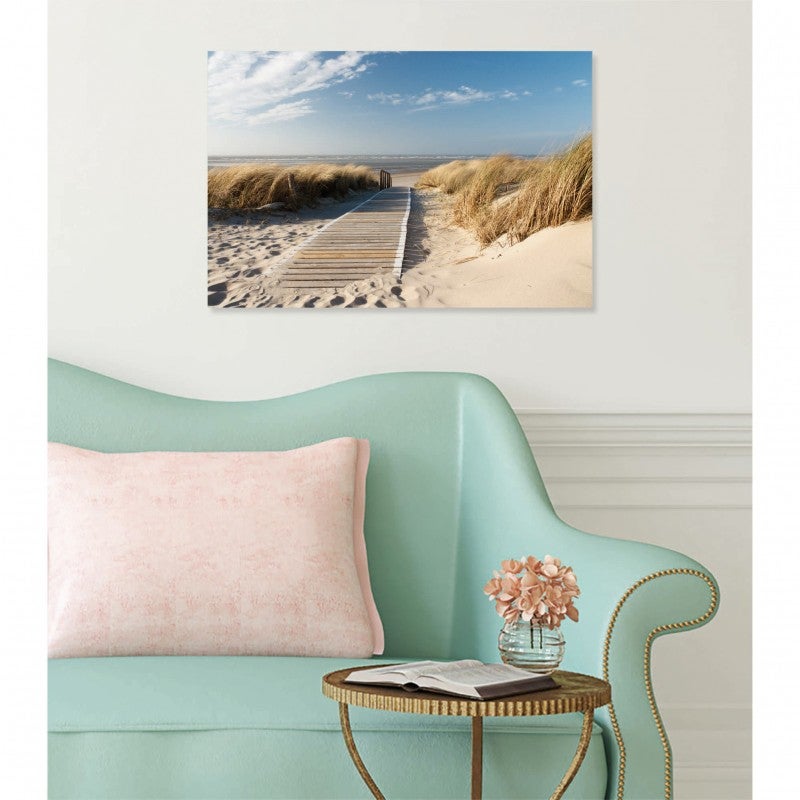 Tableau En Verre Ou Acrylique DEQORI 'Dune Avec Herbe De Dunes' - Décoration Murale Moderne, Effet 3D, Sur Mesure