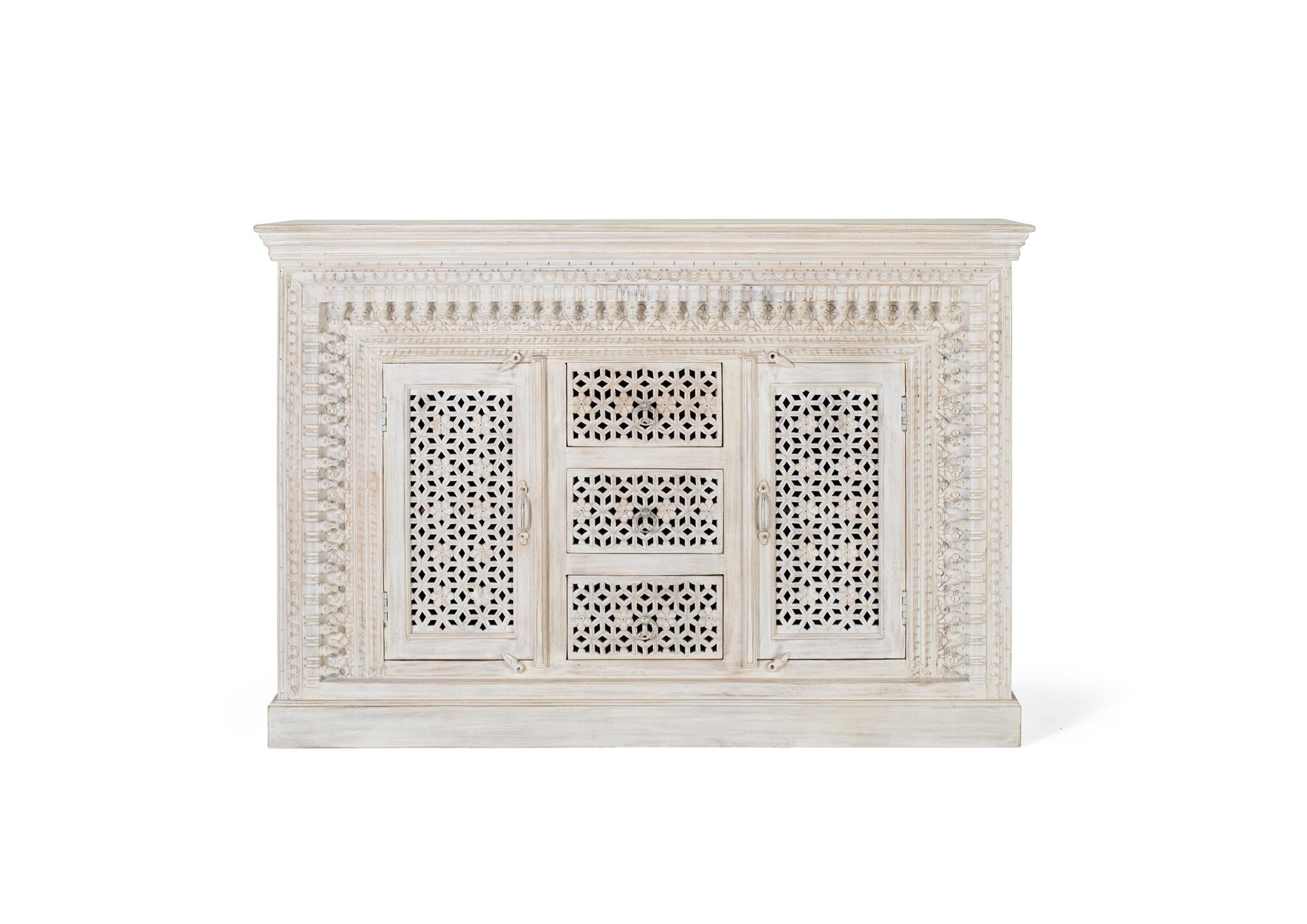 Bufet en bois manguier blanc vieilli
