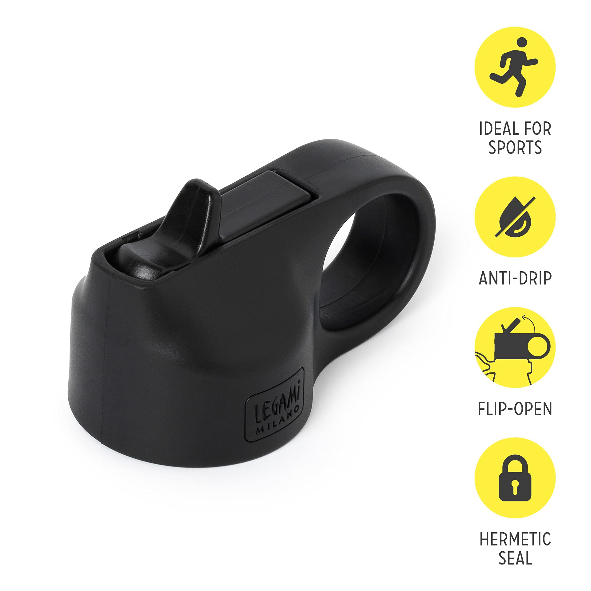 Legami - Tappo Borraccia con Beccuccio, Sport Lid, 7,8x4,5 cm, Adatto per l'Utilizzo sulla Bottiglia Termica da 500 ml, Chiusura Ermetica, 2 Cannucce - 2