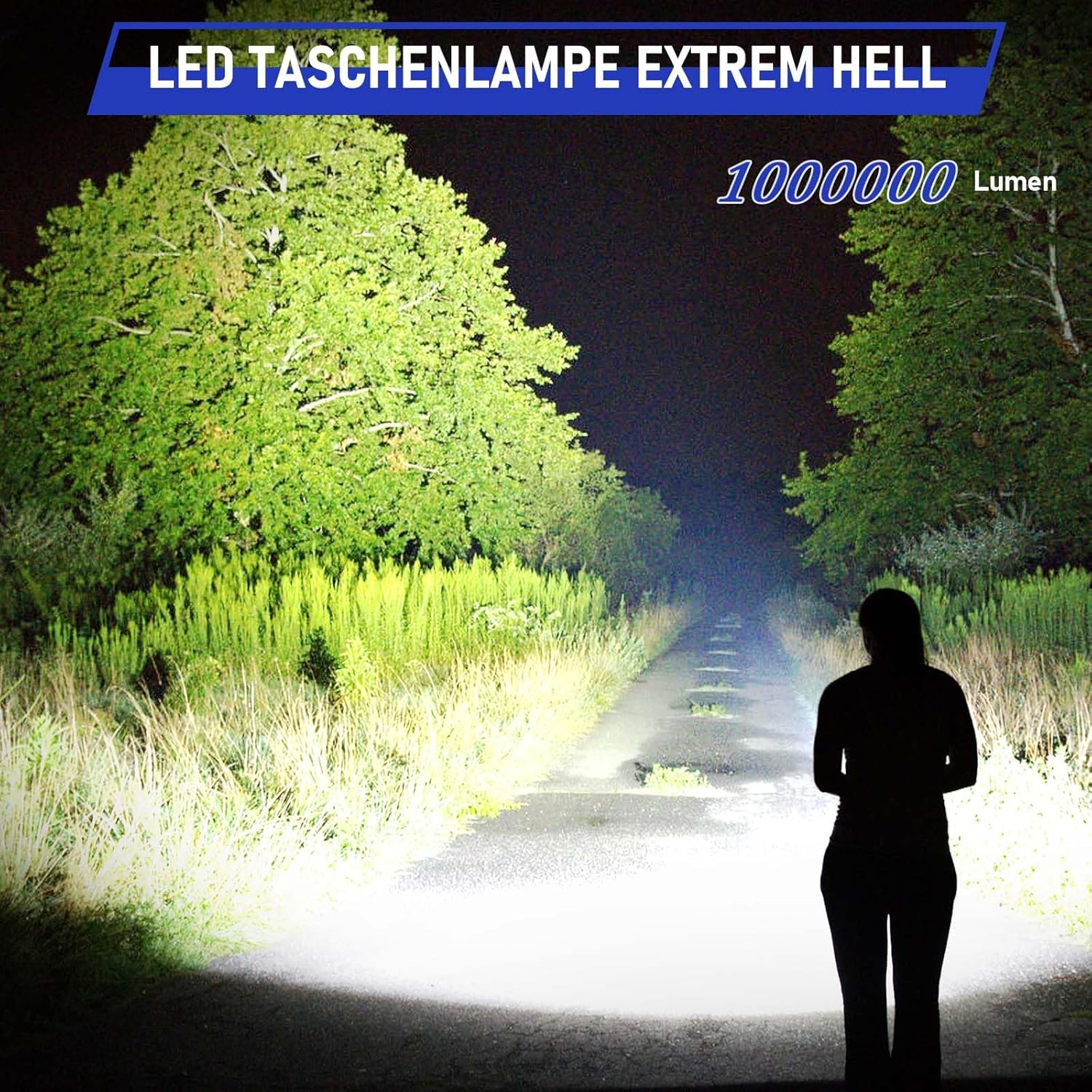 TORCIA 1000000 LUMEN POTENTE TATTICA/MILITARE LED T6 RICARICABILE