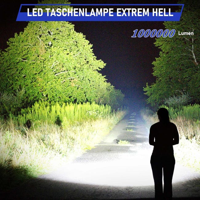TORCIA 1000000 LUMEN POTENTE TATTICA/MILITARE LED T6 RICARICABILE TORCIA 1000000 LUMEN POTENTE TATTICA/MILITARE LED T6 RICARICABILE