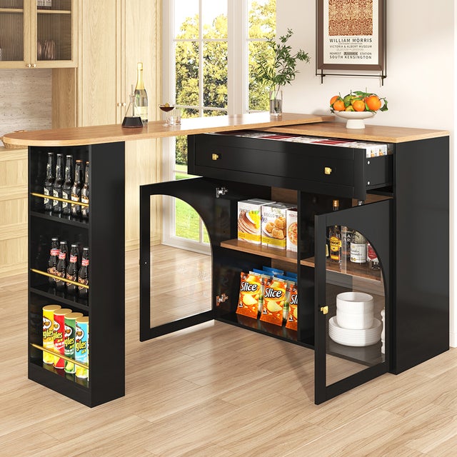 Giantex Meuble Bar à Vin Industriel Avec Casier Amovible Et Porte-Verres - Buffet Rangement Bois Marron Rustique Pour Cuisine, Salon Et Salle à Manger