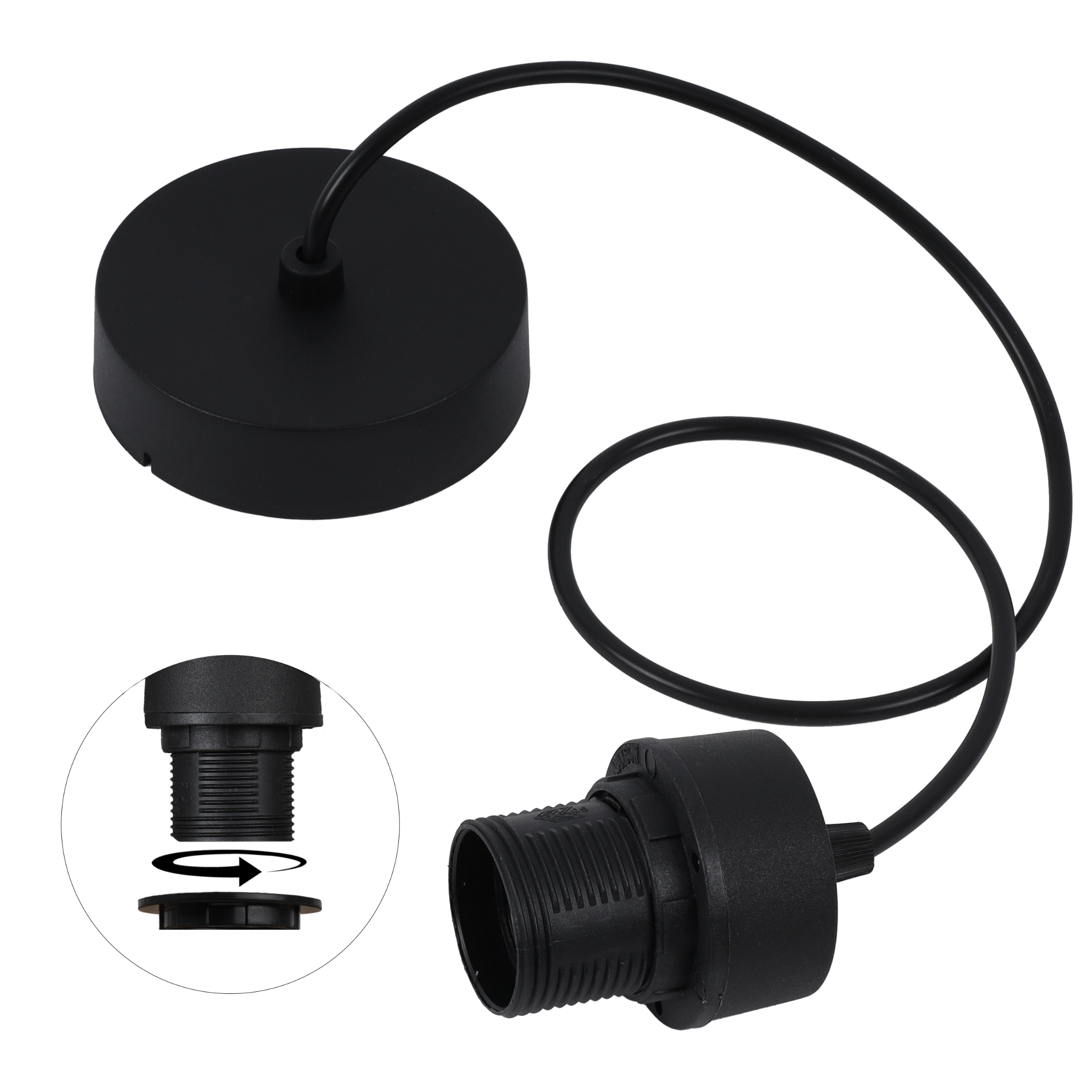 Zawiesie do lampy wiszącej 100cm oprawka kapsel E27 czarny