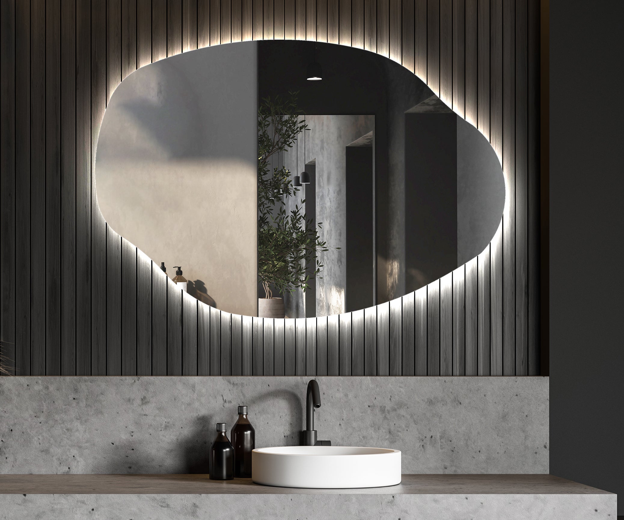 Miroir avec LED Illumination Salle de Bain (134x84cm) LED Lumineux Miroir avec Éclairage (OBK221) Blanc Froid 7000K - 4