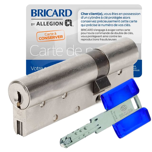Cylindre serrure 30 x 60 mm CHIFRAL S2 A2P 1 debrayable 4 clés et carte BRICARD