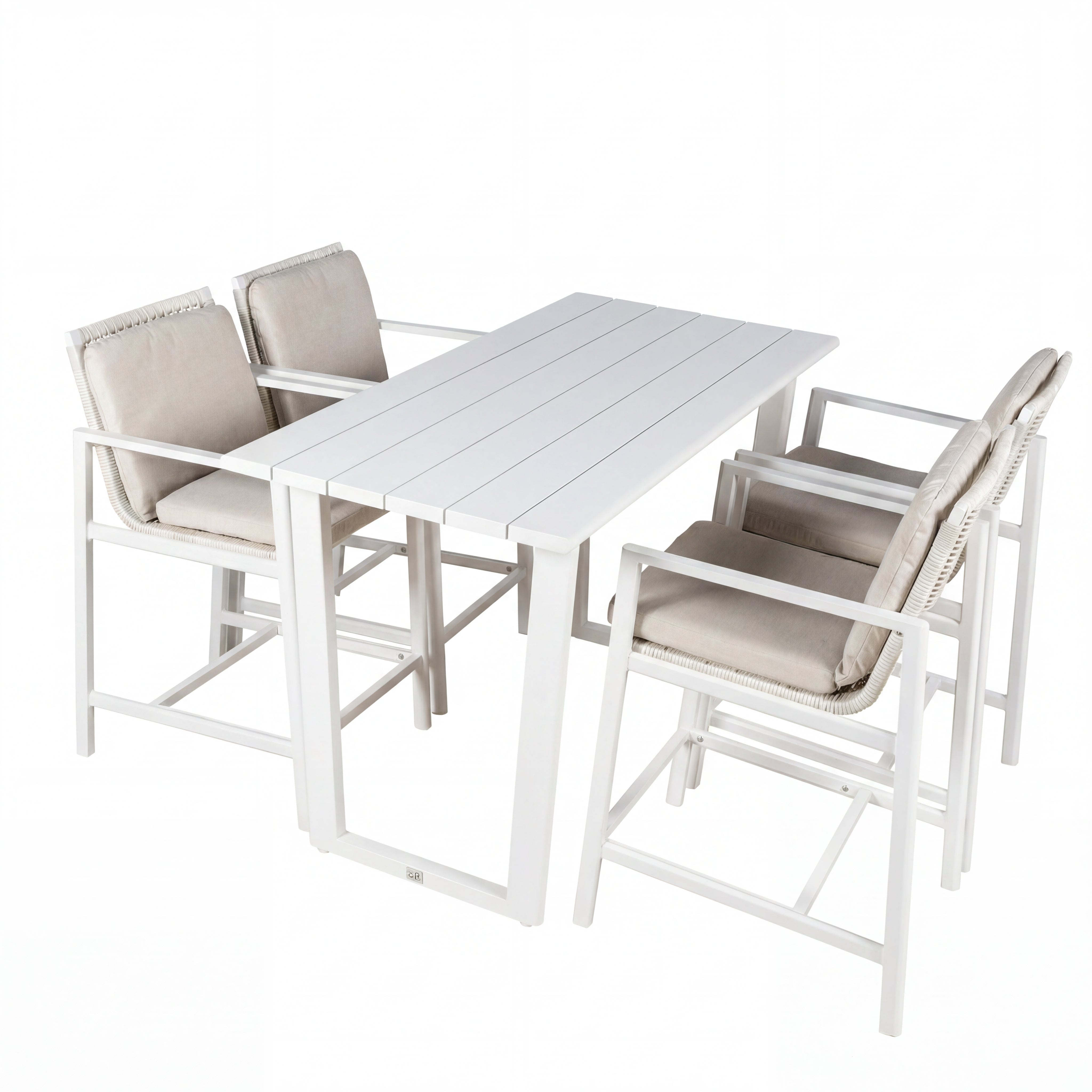 Conjunto coctail de jardín ONIX 4 pz blanco en aluminio con mesa alta y 4 sillas altas - 2