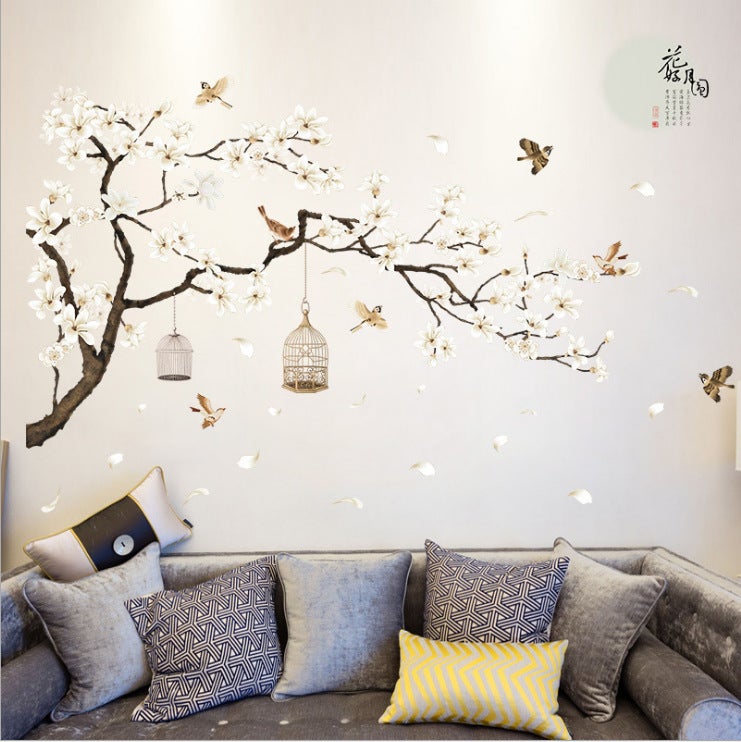 Stickers Muraux Fleurs De Cerisier Rose - Autocollant Décoratif Pour Chambre, Salon Ou Bureau | 2 Feuilles 30x90cm
