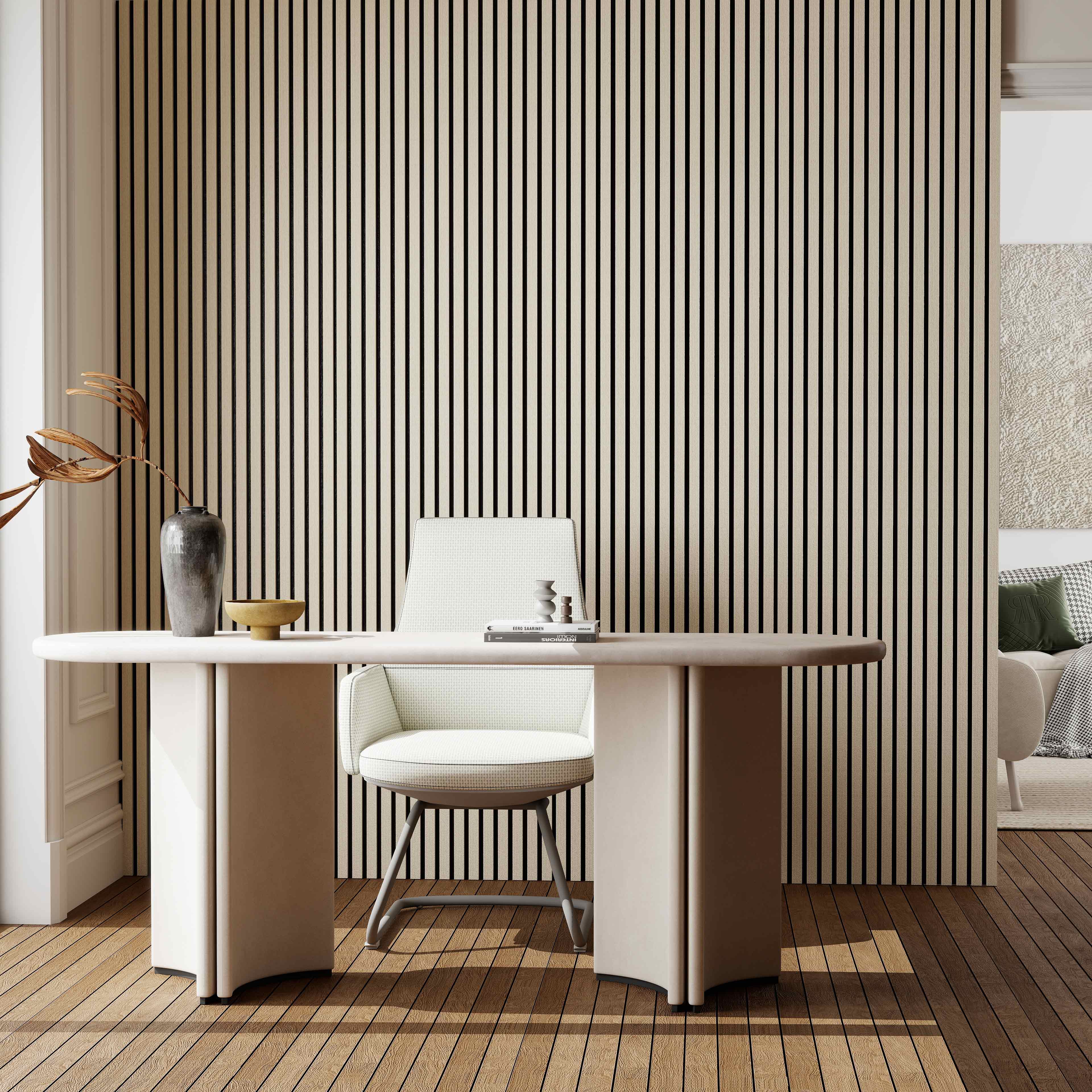 Paneles acústicos decorativos de mdf para paredes - set de 3 unidades - 260x30 cm - color roble natural