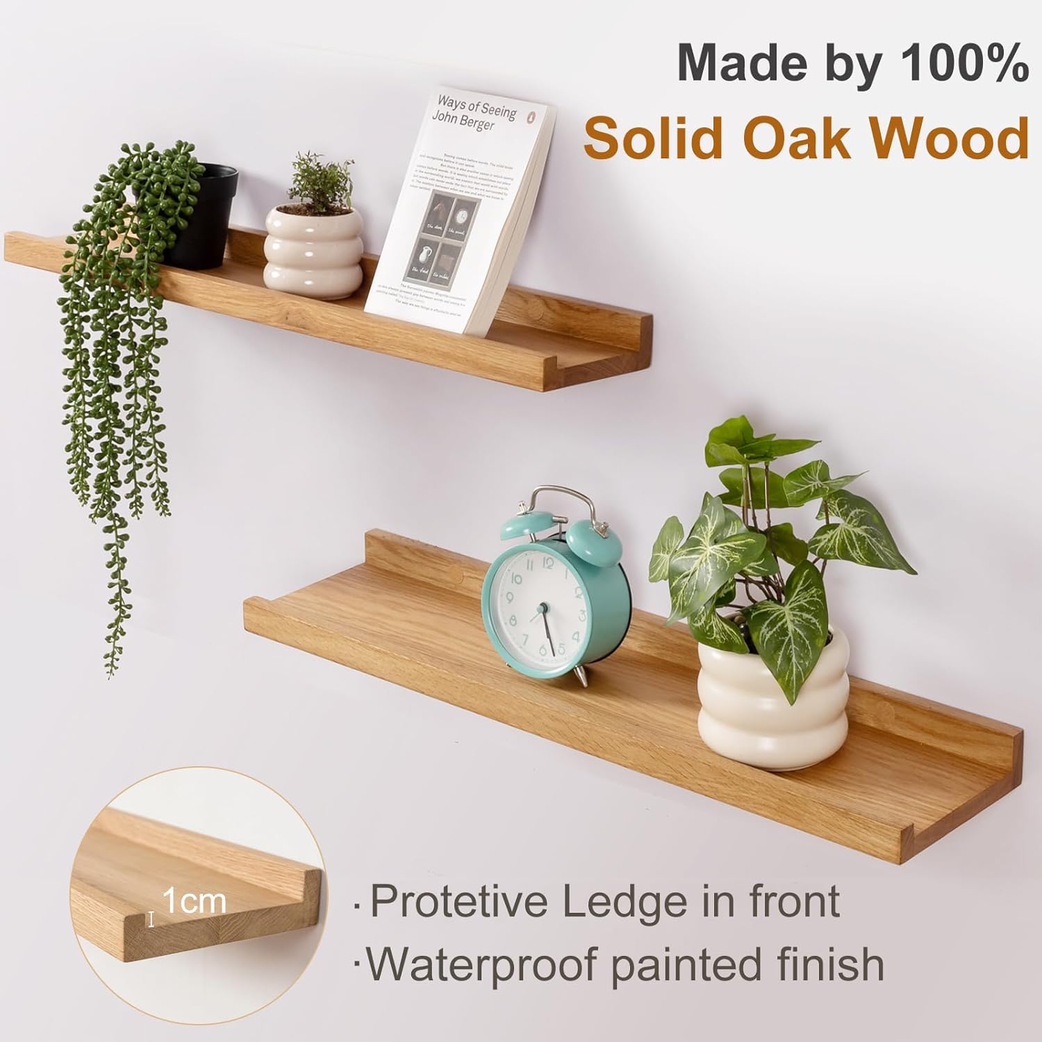 Étagère Murale, 30cm Étagère Flottante en Bois de chêne Massif, Rustique Etagere Bois pour Salon, Cuisine, Chambre, Salle de Bain - 3