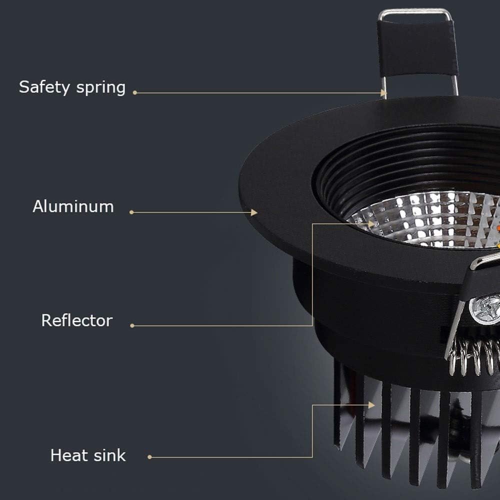 Foco LED empotrable negro, 3W, luz blanca cálida 3000K, apto para ...