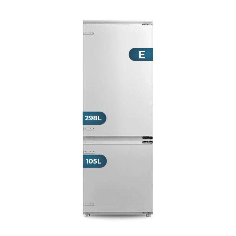 Frigo combi integrable no frost hyundai hci19469nd00 alto 195cm x 69cm clase d blanco | 403l, wine rack, metal cooling, silver trim, crisper, chiller