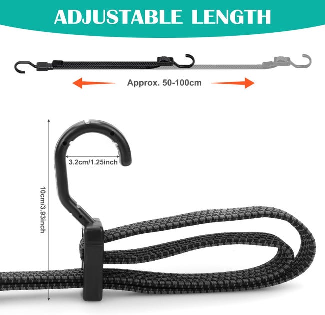 4 elastici regolabili con gancio, 3 cm x 100 cm, in gomma, con gancio, tenditori, tenditori per bagagli, elastico con ganci per campeggio, moto, trasporto auto, bicicletta 4 elastici regolabili con gancio, 3 cm x 100 cm, in gomma, con gancio, tenditori, tenditori per bagagli, elastico con ganci per campeggio, moto, trasporto auto, bicicletta