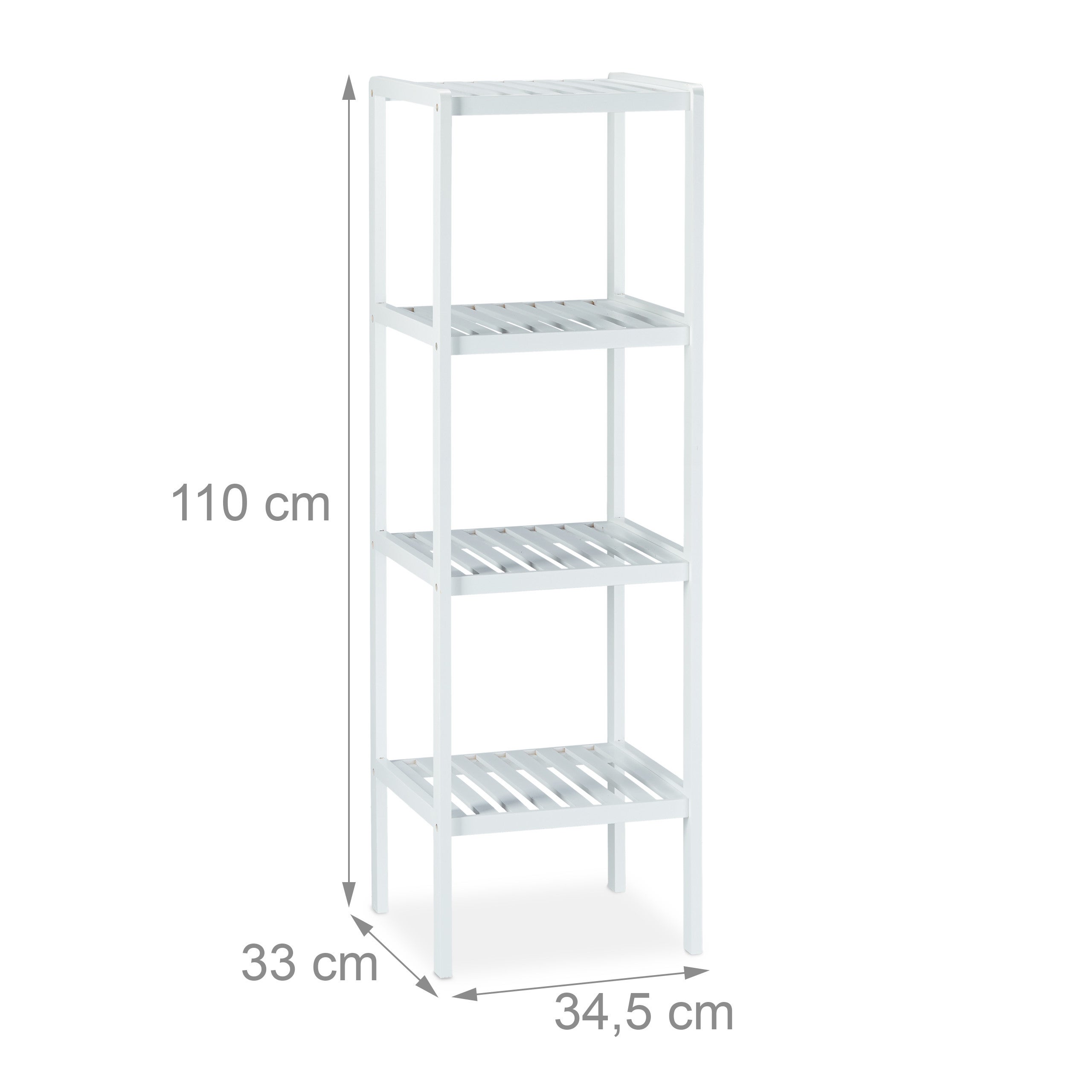 Étagère de salle de bain en bambou meuble sur pied cuisine avec 4 niveaux HxlxP: 110 x 34,5 x 33 cm, blanc, Relaxdays - 4