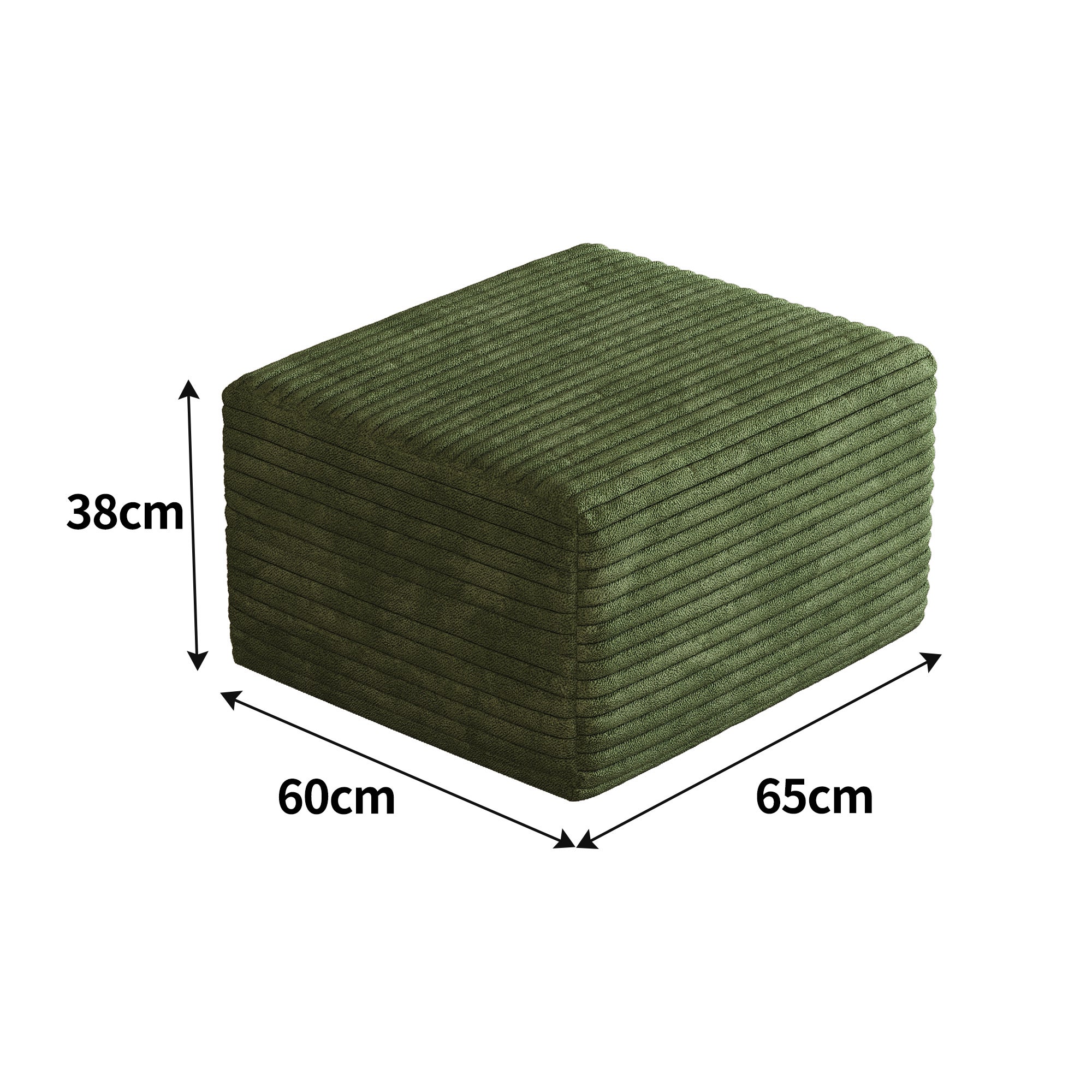 Puf verde para salón de pana, relleno de espuma, asiento cómodo, 65 x ...