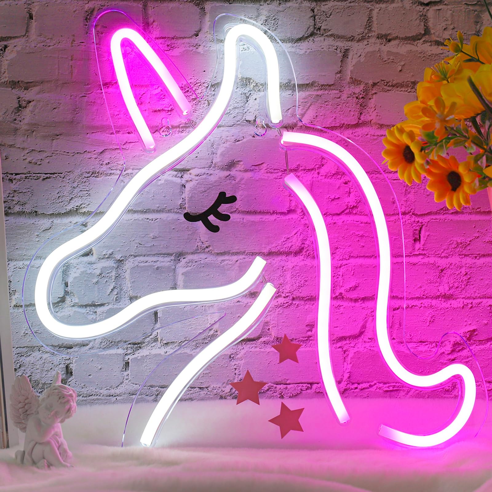 Catena Luminosa Unicorno 1,65m 10 LED USB | Luce Notturna Bambini | Decorazione Camera Letto Compleanno | Unicorno Rosa - 2