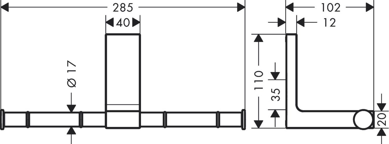 Hansgrohe AXOR UNIVERSAL Rectangular support papier toilette, métal ...