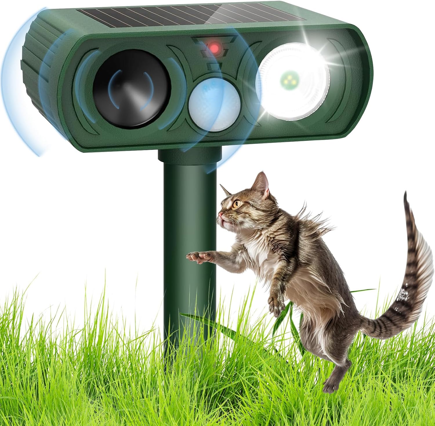 Repelente ultrasónico para gatos, repelente de animales con alarma ...