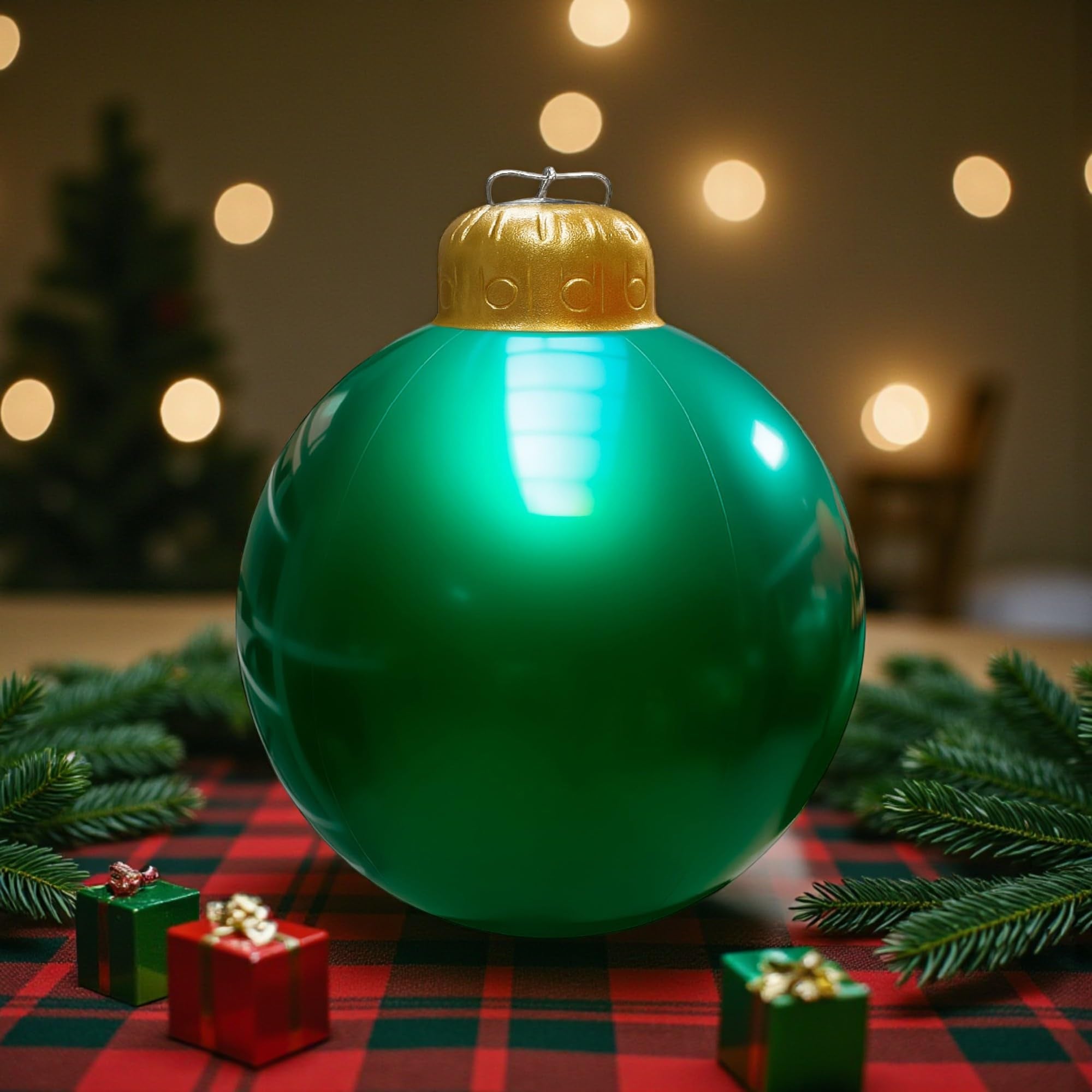 Bola Inflable de Navidad Gigante, PVC, Impermeable, Verde, 40 cm - 4