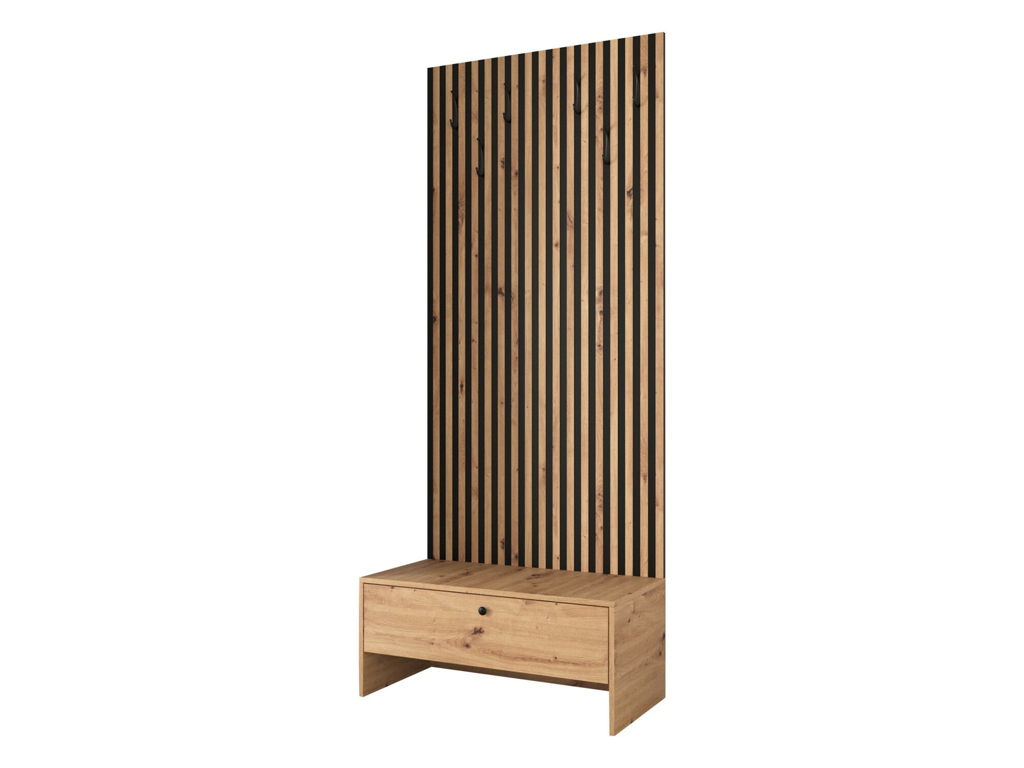 Meuble d'entrée Donio IV, 206x85x44cm, Noir, Chêne Artisan, Stratifié, Tissu, À poser - 3