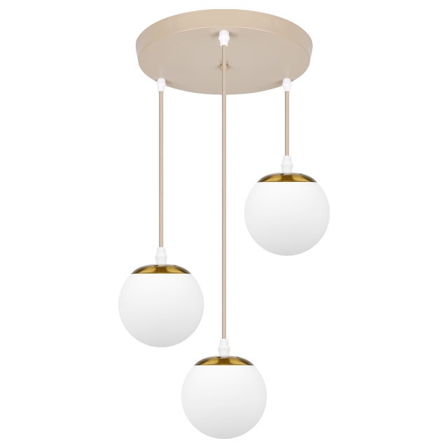 Lampa wisząca sufitowa Bali 3x LED E27 szklane kule żyrandol beż kaszmir MasterLED