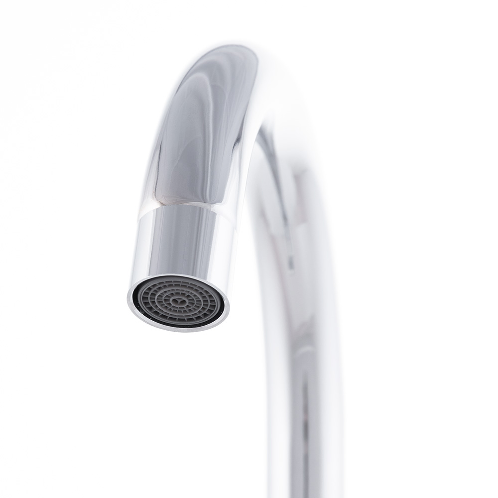 Rubinetto da cucina in ottone / zinco, cromato, acqua calda e fredda, tubi flessibili, beccuccio alto, maniglia singola [QLI-FA- - 4