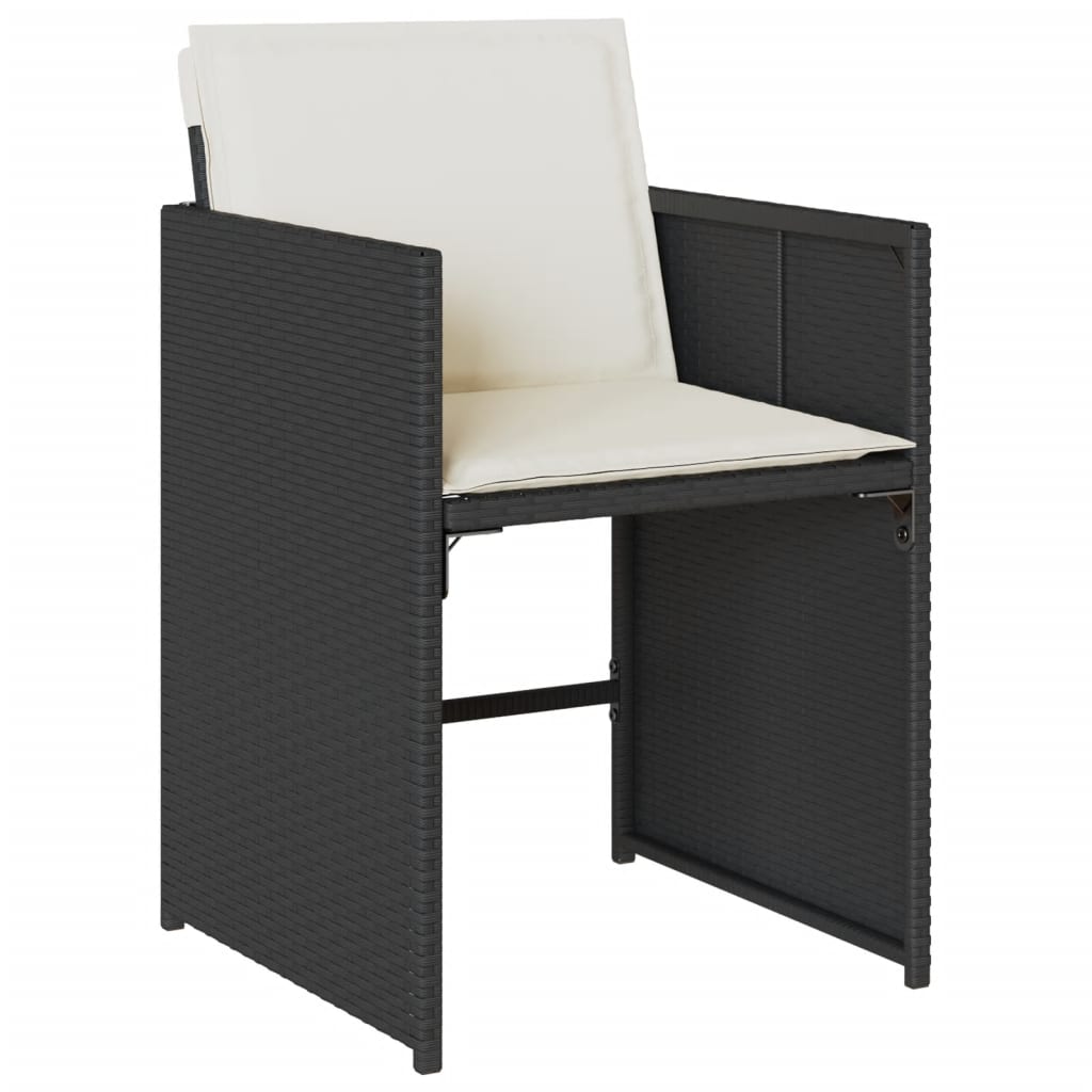 Set de muebles jardín 5 piezas con cojines ratán sintético negro - 5