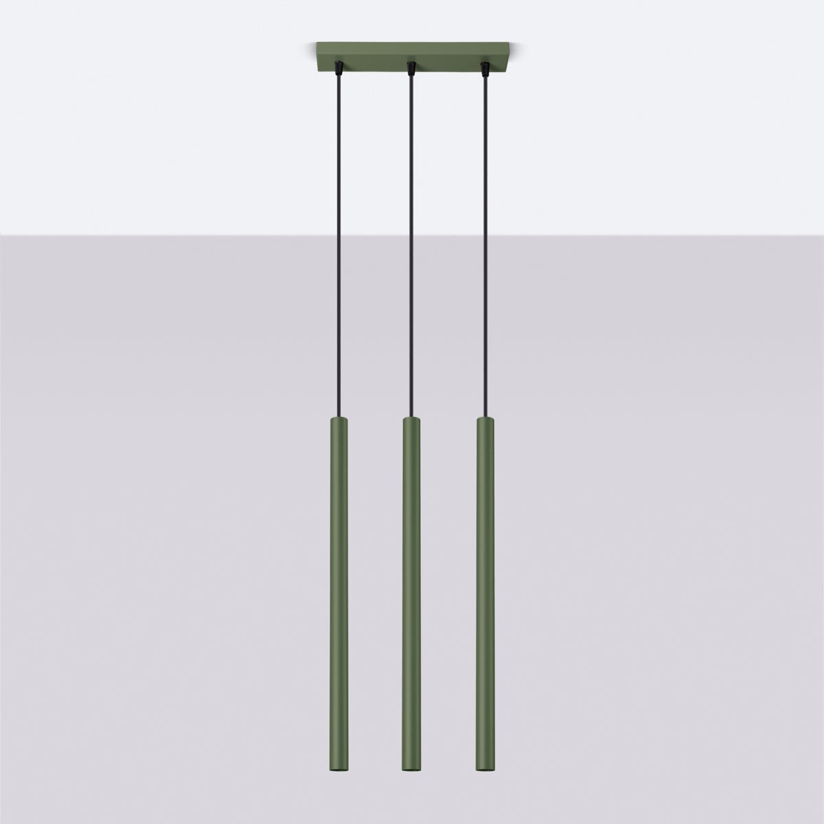 Lampa wisząca BRILL 3 zielona oliwka LED 4000K - 30x5x94cm Sollux