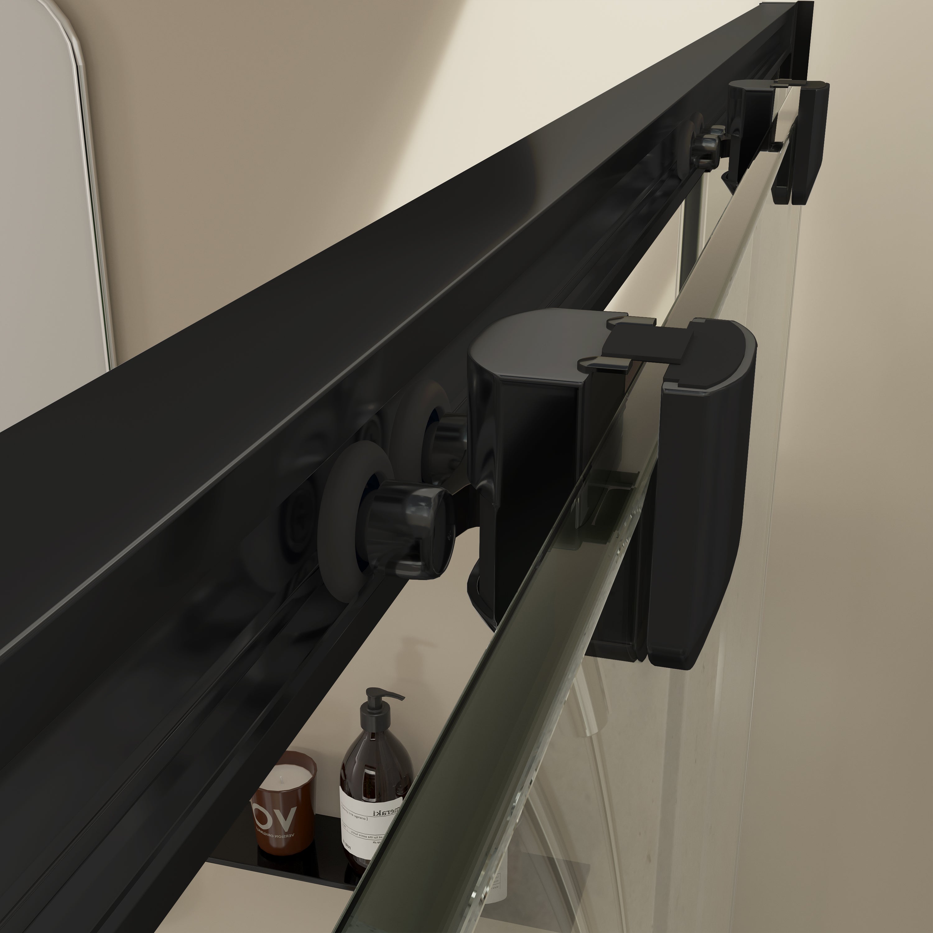 Mamparas de Ducha Corredera con Cristal Templado 6mm Antical- Perfilería Negra Mate - 139 a 141 cm Ancho Adaptable 4cm x 195cm (Alto) - 4