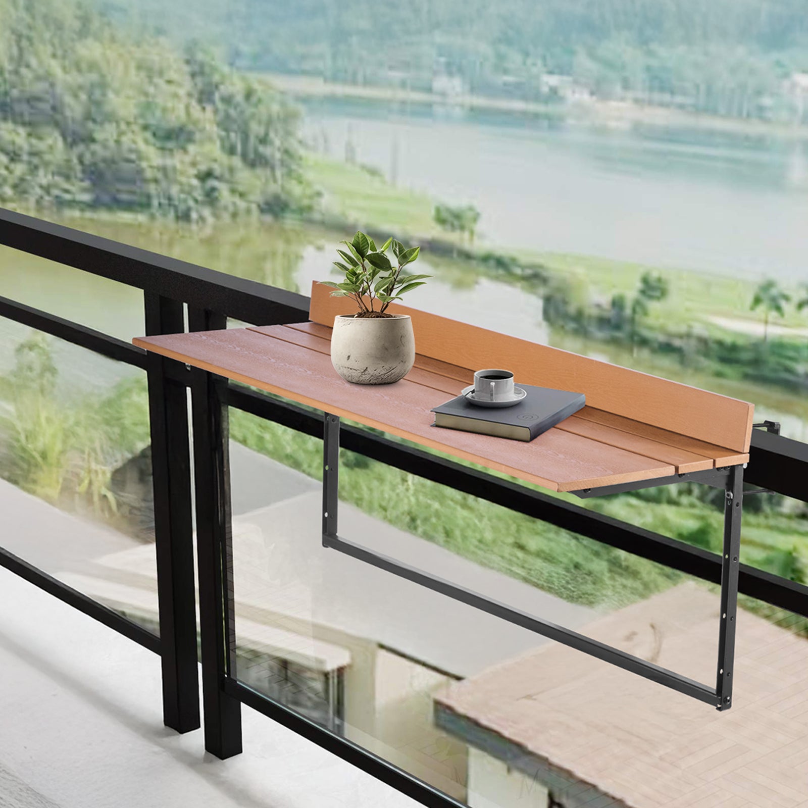 Table Suspendue Balcon,VEVOR 1000 x 485 x 480 mm,Table Pliante pour Balustrades Extérieures,avec Plateau 1000 x 345 mm,Réglable sur 5 Niveaux - 8