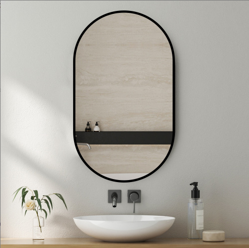 Espejo de baño moderno antiniebla 50x70cm mural decoración rectangular fácil de instalar diseño elipse pared - 3