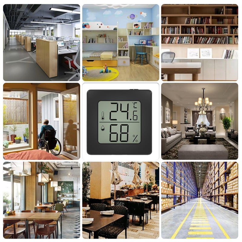 Thermomètre d'intérieur, hygromètre numérique, hygromètre, thermomètre pour la maison, moniteur de température et d'humidité pour serre, cave, noir - 4