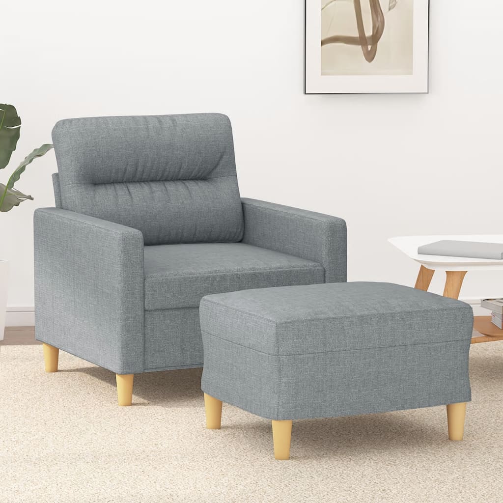Vidaxl fauteuil avec repose-pied gris clair 60 cm tissu VIDAXL Pas Cher