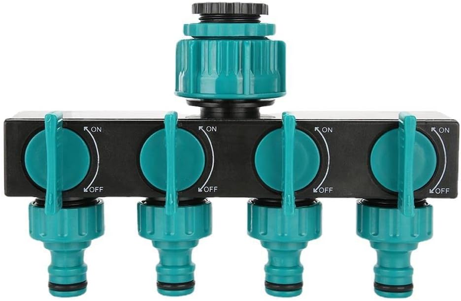 Czterodrożny rozdzielacz węża ogrodowego z niezależnym zaworem włączającym/wyłączającym do ogrodnictwa i nawadniania
