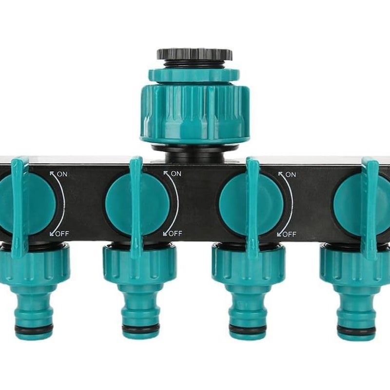 Czterodrożny rozdzielacz węża ogrodowego z niezależnym zaworem włączającym/wyłączającym do ogrodnictwa i nawadniania