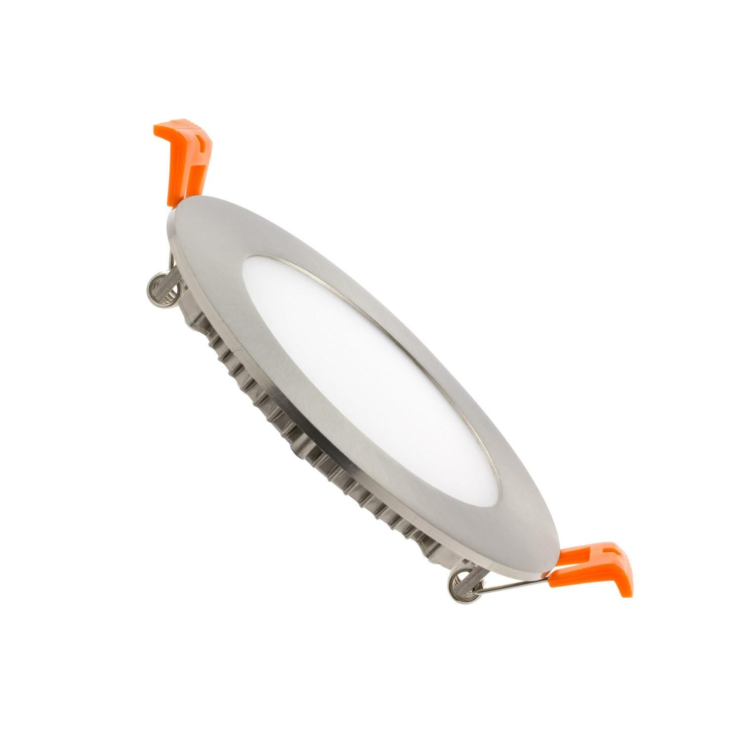 Dalle LED 6W Ronde Extra-Plate Coupe Ø 110 mm Argentée - 3000K Blanc chaud - PC,Aluminium - 5