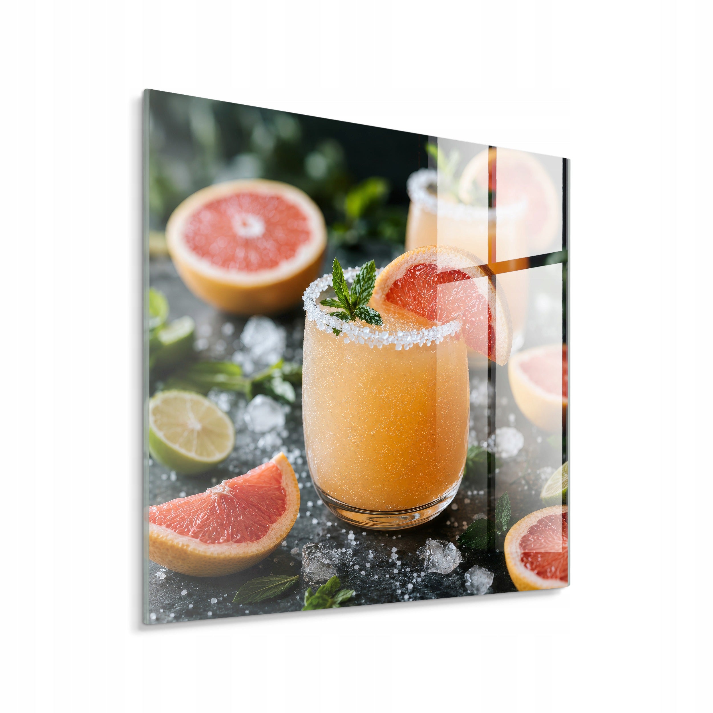 STYLER Tablou pe sticlă Glasspik Paloma cu citrice și grepfrut 30 x 30 cm, pentru living, dormitor, hol și birou