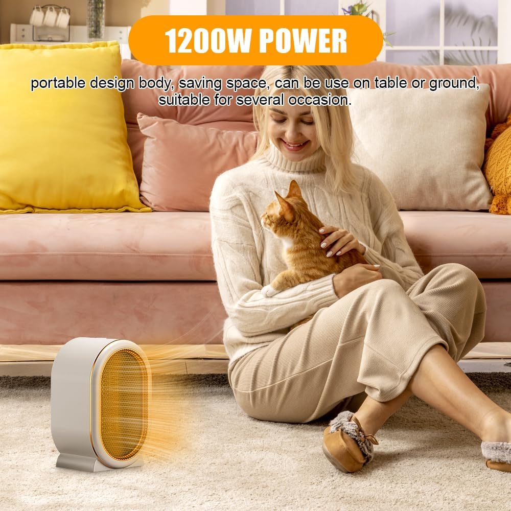 Mini radiateur soufflant à économie d'énergie en céramique, protection contre la surchauffe, faible consommation d'énergie de 1200 W - 2