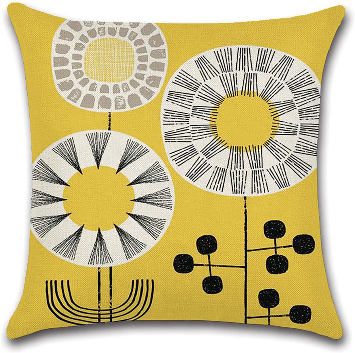 Copricuscini decorativi floreali da 45x45 cm per divano, soggiorno, letto, uso esterno, set da 4, federa in lino scandinavo con stampa geometrica gial - 4