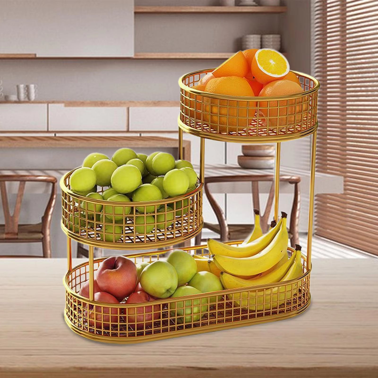 Cesto Portafrutta A 4 Livelli In Metallo, Design Staccabile, 4 Ciotole Singole, Colore Bronzo, Decorativo Per Cucina E Snack