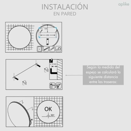 Espejo Redondo Pared con Luz LED - Luz Blanca Neutra (4000K) - Diámetro 90cm | Modelo Palma - 6