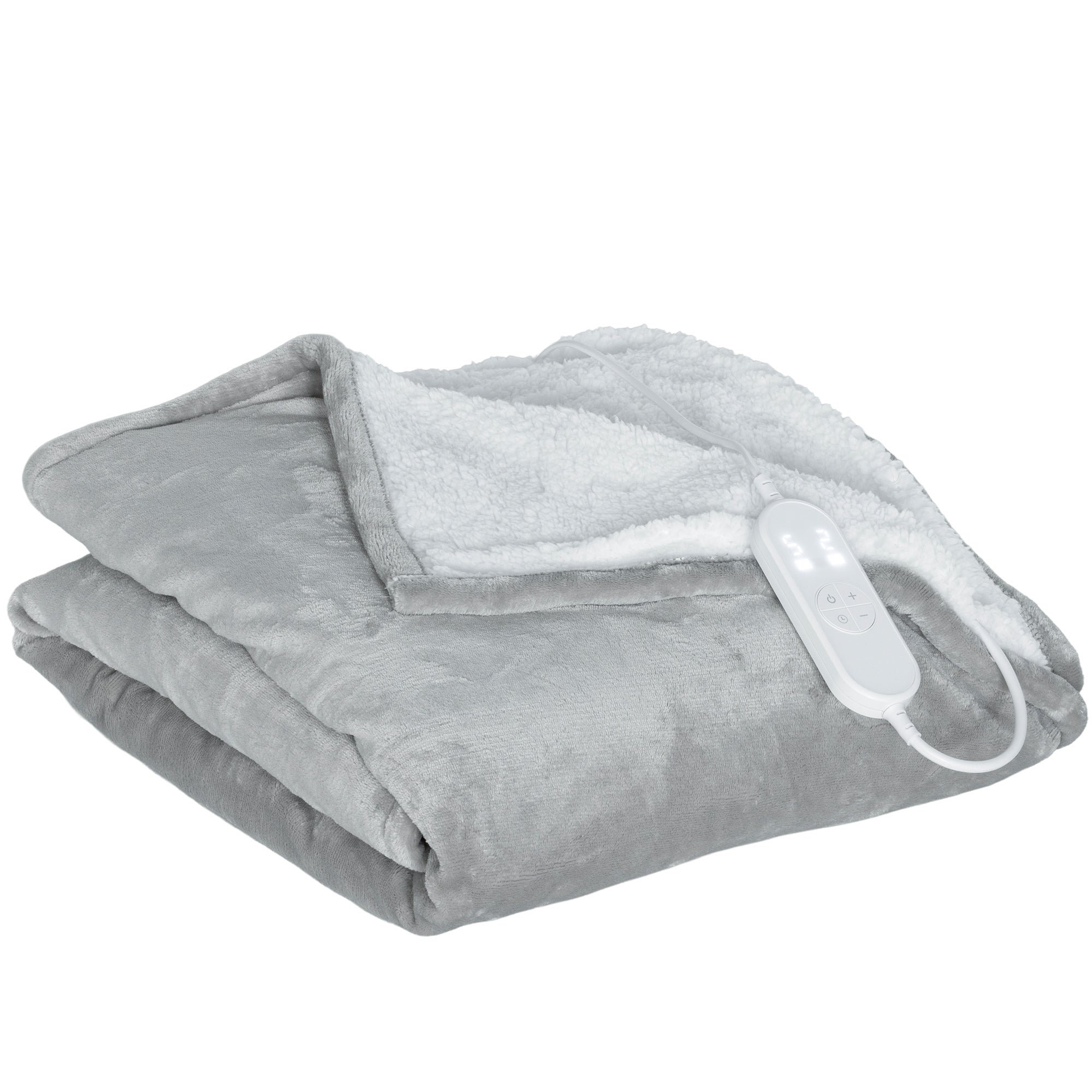 Manta eléctrica 180x130 cm 10 niveles de temperatura temporizador lavar a máquina, pantalla led gris