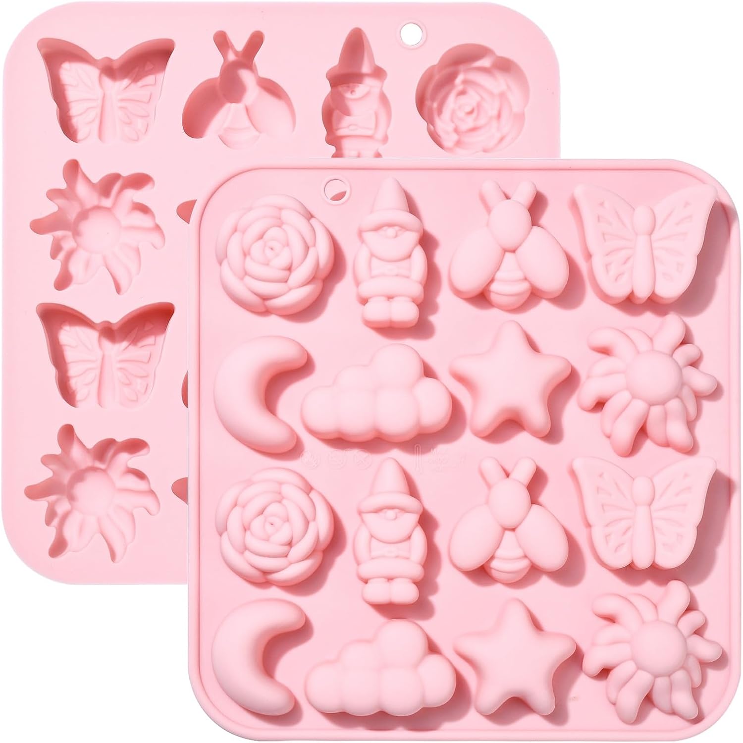 Zestaw 2 wielokrotnego użytku silikonowych foremek w kształcie motyla i gwiazdki do czekoladek i ciasteczek