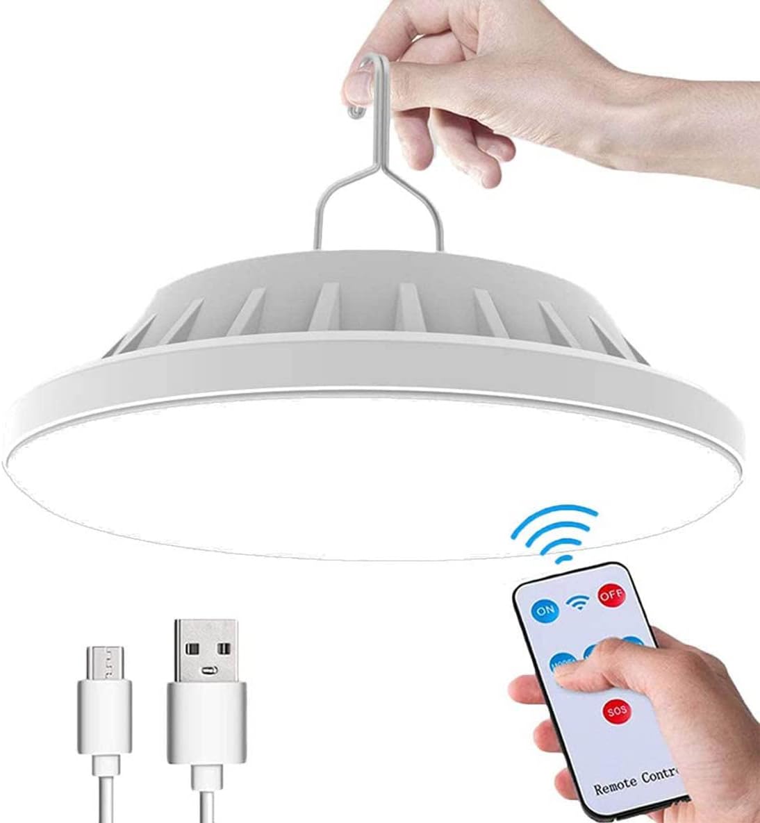 Lampa kempingowa LED zasilana energią słoneczną, ładowana przez USB, z pilotem, 5 trybami, wodoodporna (IPX7), lampa namiotowa z power bankiem do wędr