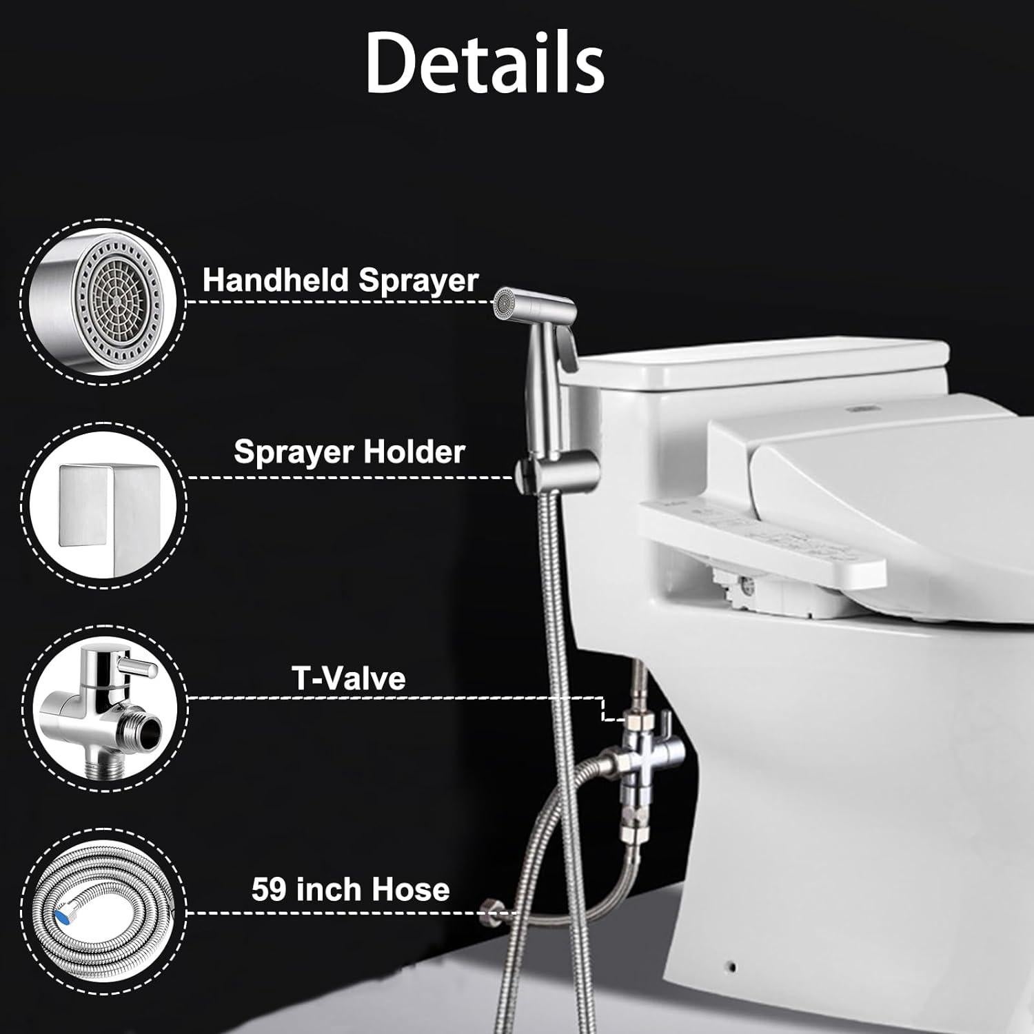 Kit Douchette wc,Pulvérisateur de toilette pour bidet,jet à deux fonctions, facile à installer, Pulvérisateur pour L'hygiène Personnelle - 4